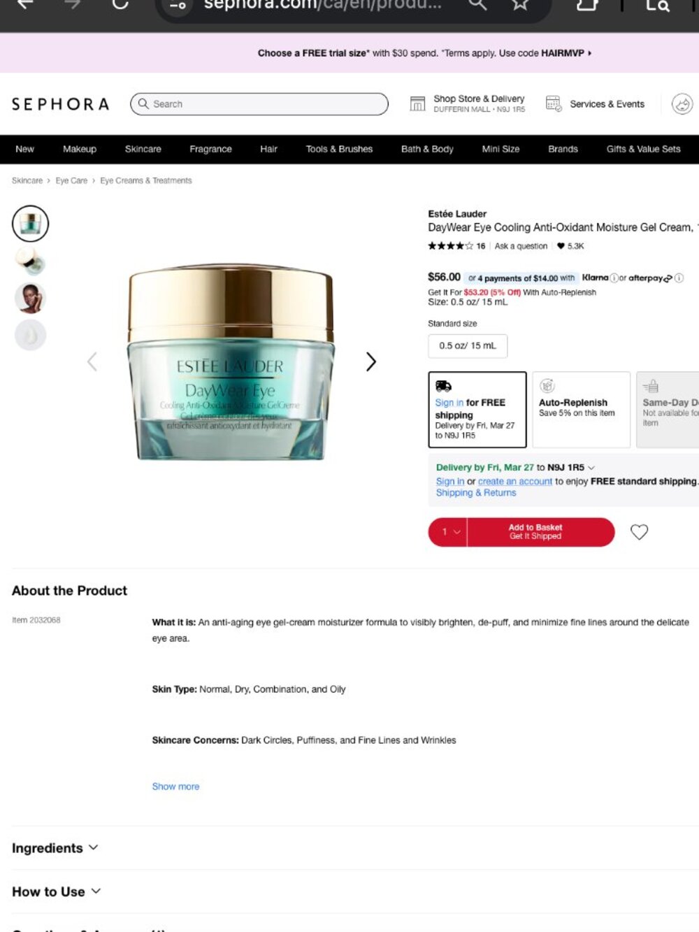 Estée Lauder DayWear Eye Cooling Gel-Crème 5mL Mini NEW - Picture 2 of 4